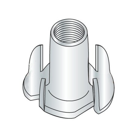 Newport Fasteners T-Nut, 4 Prongs, 5/16"-18, Steel, Zinc Plated, 5/8 in Barrel Ht, 1000 PK 687197